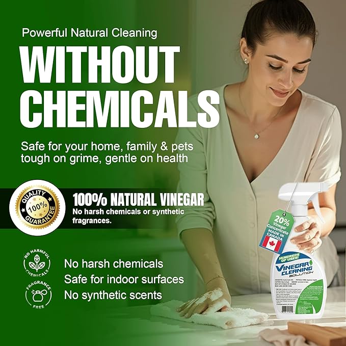 20% Vinegar Cleaning Spray Kit - All-Purpose 4L Vinegar Cleaner with Electric Sprayer for Home, Garden and Outdoor Surfaces - Organic, Pet-Safe Window & Glass Cleaning Solution