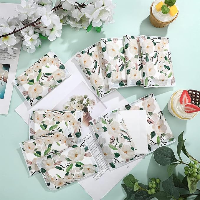 Geyee 50 Packs Facial Tissue Travel Packs Disposable Pocket Tissues for Wedding Guest Travel School Purse Home Supplies, 500 Sheets 3 Ply(Magnolia)