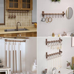 Dseap Kitchen Utensil Holder Hanger, Pot and Pan Rack Wall Mounted, Kitchen Rail with 8 Hooks for Hanging Cooking Utensils, Mugs, Spoons, Wall Mounted, Antique Copper New, Pack of 2