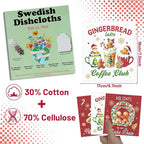 Christmas Swedish Dishcloths for Kitchen - 6PCS Gingerbread Christmas Swedish Cloths for Washing Dishes, Gingerbread Candy Reusable Dish Towels Gifts, Xmas Washable Cleaning Sponge for Home