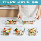 Vtopmart 8 Pack Glass Food Storage Containers with Airtight Lids, Glass Meal Prep Containers, Lunch Office Meal for Microwave, Oven, Freezer and Dishwasher, BPA Free