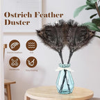 Natural Ostrich Feather Duster 14.9 inch Fluffy Mini Dusters with Plastic Handheld for Cleaning Car Keyboard Office 6 PCS