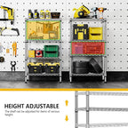 M MZG 1000 lbs 4 Tier Shelf Metal Storage Shelves Wire Rack Closet Organizers for Garage Kitchen Bathroom Laundry Chrome 11.8" D x 25.6" W x 45.5" H