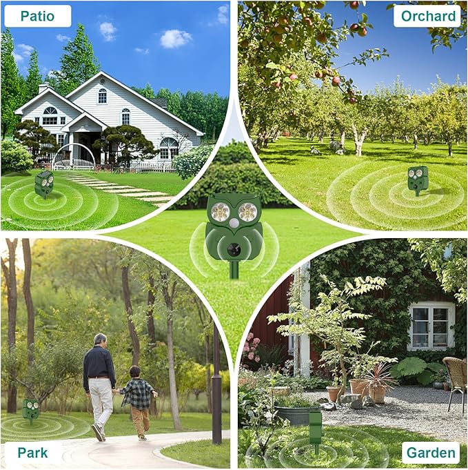 Ultrasonic Animal Repellent - Deer, Squirrel, Cat Repeller Outdoor Sonic Fortress Pro Solar Waterproof Solar Powered Ultrasonic Device for Garden & Yard Professional Deer Repellent Devices(1 Pack)