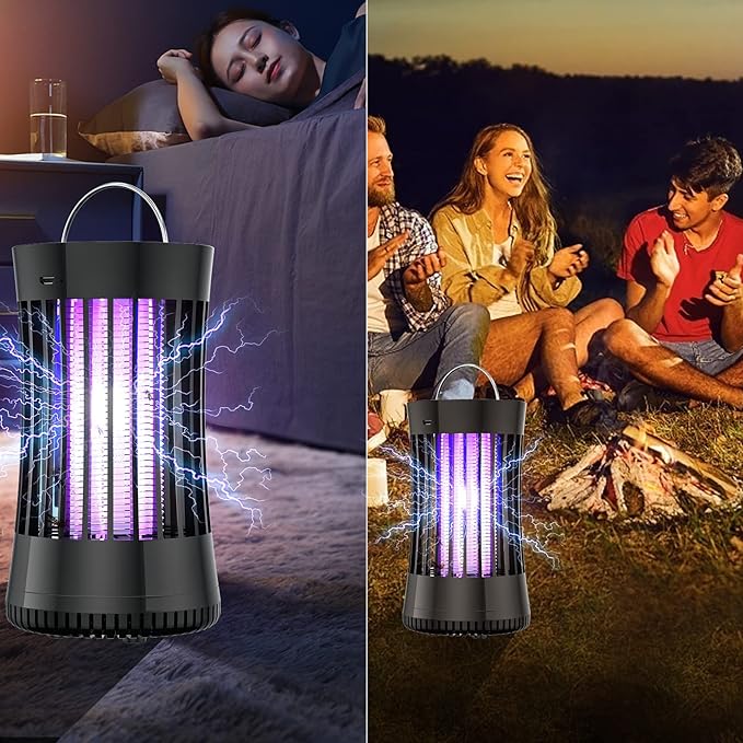 AICase Portable USB Electronic Rechargeable Mosquito Killer Lamp/Bug Zapper for Summer Trip,Outdoor Camping,Patio,Home and Garden,Trap Indoor,Moth Trap/Bug Killer/Mosquito Killer Light(Black)