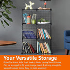 Amazon Basics 6-Cube Wire Grid Stackable Storage Organizer, Metal Shelving Unit, No-Tool Assembly, 26"W x 38"H x 12.6"D, Black