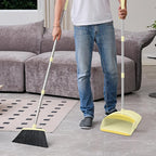 Broom and Dustpan Set House Brooms for Sweeping Indoor Collapsible Broom and Dust Pan Combo for Home Office Kitchen Lobby Floor Pet Hair (Small-Yellow)