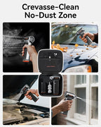 WOLFBOX MF200-2PK Compressed Air Duster - 2 Swappable Battery Packs & Case, Hurricane-Force Electric Air Blower for PC, Car Detailing, Camping & Home, High-Pressure Duster for Narrow Gaps & Crevices