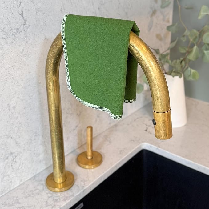 Reusable Paper Towels - 24 Pack - Roll of Washable Cotton Cloth Paper Towels - Paperless Reusable Napkins Cloth Washable - Absorbent + Long Lasting - Zero Waste Products - (Green)