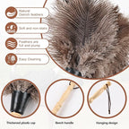 Ostrich Feather Duster 14" Natural Handheld Reusable Feathers Dusters with Wooden Handle for Cleaning Supplies Home Car Office(3PCS)