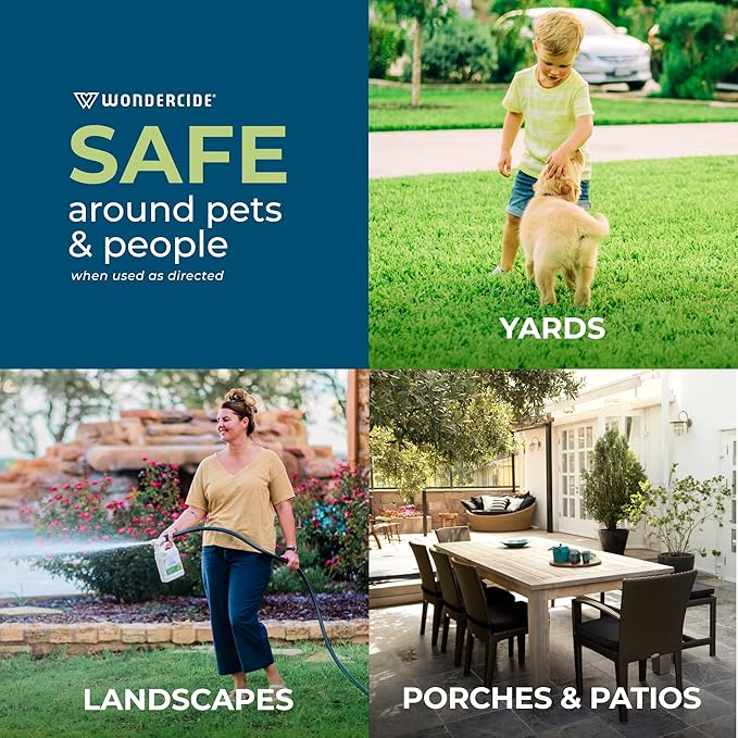 Wondercide - Outdoor Pest Control Spray Concentrate with Natural Essential Oils - Mosquito, Ant, Roach, and Insect Killer, Treatment, and Repellent - Safe Around Pets, Plants, Kids - 1 Gallon