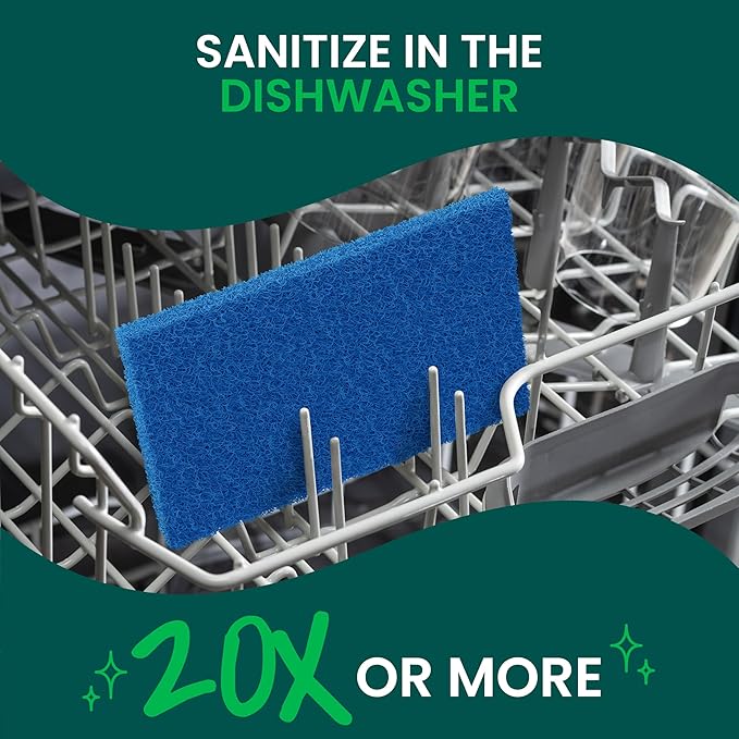 Scotch-Brite Zero Scratch Scouring Pad, Effective + Gentle Dish Scrubber for Household Cleaning, 30 Scrub Pads for Dishes, Nonstick Pots and Pans, Glass, Tubs, Showers, Reusable & Durable