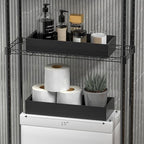 Kitchen Drawer Organizer Bins, Stackable Bamboo Drawer Organizer for Silverware, 2 Pcs Toilet Paper Basket Holder, Wood Bathroom Tray Countertop, Toilet Tank Tray Black 15" x 6" x 2.5"