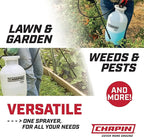 Chapin 20006 Made in USA 3 -Gallon Lawn and Garden Pump Pressured Sprayer, for Spraying Plants, Garden Watering, Lawns, Weeds and Pests, Translucent White