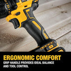 DEWALT 20V MAX Cordless Drill Driver Set, Electric Drill, Brushless 1/2 In 2 Speed, 2.0 Ah Battery and Charger Included, LED Light (DCD777D1)