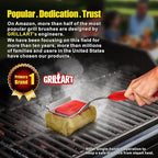 GRILLART Grill Brush Bristle Free. SteamWizards BBQ Replaceable Cleaning Head, Unique Seamless-Fit Scraper Tool for Cast Iron/Stainless-Steel Grates, Safe Barbecue Grill Cleaner-Red