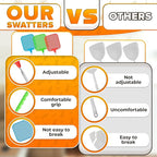 3-Pack Telescopic Fly Swatter Set – Durable and Lightweight Extendable Fly Swatter for Indoors and Outdoors, 3.1 x 3.9 Flexible Head, Non-Slip Ergonomic Rubber Handle, Compact Design for Easy Storage