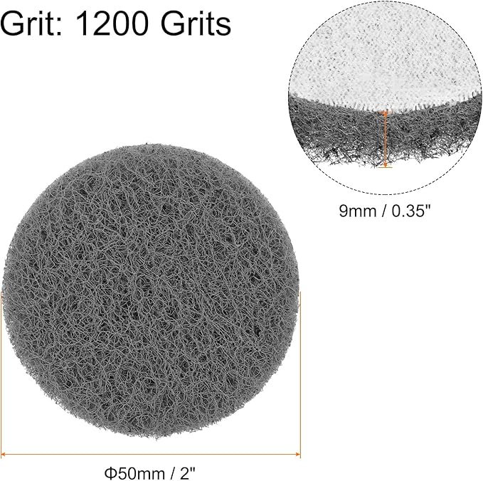 HARFINGTON 12pcs Scrubber Scouring Pads 1200 Grits 3 Inch Drill Power Brush Hoop and Loop Surface Conditioning Disc Drill Scuffing Disc Scrub Pads for Home Kitchen Cleaning, Light Grey