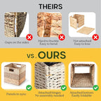13x13x13 Storage Cube Bins Wicker Storage Basket for Cube Shelf, Natural Foldable Square Baskets for Storage, Large Woven Cube Storage Bin with Handle, Baskets for Pantry, Bedroom Set of 4