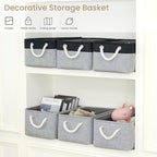 Storage Baskets for Shelves 13.8x9.8x6.7 Inch-Foldable Fabric Organizing Storage Bins with Handles, Closet & Bathroom Organizer, Home Storage for Kitchen, Office (3-Pack, Gray)