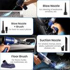 Productverse Portable Cordless Vacuum Cleaner, 22000 PA, Vacuum Cleaner with LED Light, Handheld Vacuum Cordless, Suck and Blow 2 in 1 Portable Vacuum for Car, Home, Office, pet (Blue)