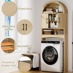 Spurgehom Over The Toilet Storage Cabinet, Bathroom Shelf Organizer Freestanding, Bathroom Arch Cabinet Over Toilet with Toilet Paper Holder and Anti-Tipping Device (Narrow Style-Wood)