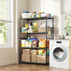 Storage Shelves 4-Tier Large Capacity Metal Shelving with Hooks, Heavy Duty Garage Shelving Unit with Leveling Feet, Stable Metal Shelves for Pantry, Kitchen and Closet,36" W x 12" D x 60" H, Black