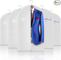 Hleelomi 5 Pack 40-inch Suit Bag Garment Bag for Travel and Storage, Garment Bags for Hanging Clothes with Zipper and Visible Transparent Window, White