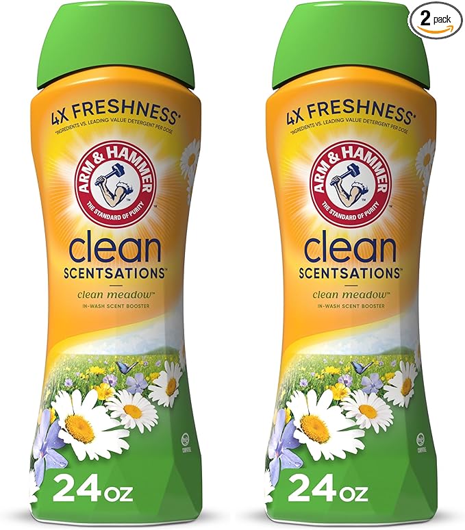 ARM & HAMMER Clean Scentsations In-Wash Scent Booster,Laundry Scent Booster Clean Meadow-scent,24 Oz,(Pack of 2)