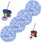 Spin Mop Replacement Heads Compatible with O Cedar RinseClean 2 Tank System,4 Pack Mop Refills Microfiber Mop Replace Heads,Deep Cleaning for All Flooring,Machine Washable and Easy to Install