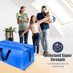 HOMESURE 12 Pack Large Strong Moving Bags with Zippers & Carrying Handles - Water-Resistant - Heavy Duty Storage Tote for Space Saving, Fold Flat, Alternative to Moving Box (Sky Blue)