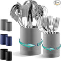 Kyraton Cooking Utensils Holder 2pcs, 360° Rotating Heavy Duty Plastic Kitchen Utensil Holder for Countertop, The Small Utensil Crock for Cutlery Silverware, Tooth Brush, Desk Pencil Pen