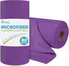 AIDEA Microfiber Cleaning Cloth Roll, 50PK, Reusable Paper Towels Tear Away Cloth, Microfiber Towels for Cars, Lint Free Cleaning Rags for House, Kitchen, Window, 11.5"×11.5", Purple