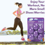 Air Jungles Shoe Deodorizer Balls 6 Ct, Lavender Scent, Odor Remover Balls for Sneakers, Gym Bags, Lockers, Closets, Hampers, and Drawers, Essential Oil Provides Natural Freshness