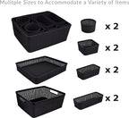 Simplify 10 Piece Organizing Set | Multiple Size Bins | Multipurpose | Office | Desk | Dorm | Bathroom | Storage Basket | Small Items | Accessories | Black