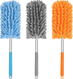 Mini Duster for Cleaning, 360° Bendable Hand Dusters with Extension Pole, Washable Small Duster for Car Interior, Office, Furniture
