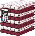 Homaxy Premium Cotton Kitchen Towels 16"x 28", Large Natural Ring Spun 390 GSM Dish Towels, Super Absorbent Terry Kitchen Hand Towels, Soft Tea Towel with Hanging Loop, Red Check Design,8 Pack