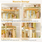 ULIFHOME P4 Plus Rolling Clothes Rack Heavy Duty, Clothing Racks for Hanging Clothes, Free Standing Garment Racks with Wheels, Portable Closet Rack 45'' W × 20.5'' D × 80.5'' H, Max Load 570 Lbs, Gold