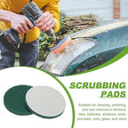 Power Scrub Pads, Scrubbing Pads 400 Grits Scouring Discs - Fitting for (Home Kitchen Cleaning - Drill Attachment - Scrubber Replacement) 16 Pcs & 4 Inch & Dark Green