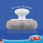 LOLA Steel Wool Wire Mesh Scouring Pad w/Hand Saver Knob, Heavy Duty, Galvanized Steel Wire, Abrasive, for Pots, Pans, Ovens, Grills - 1 Pack