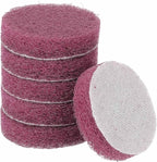HARFINGTON 6pcs Scrubber Scouring Pads 500 Grits 2 Inch Drill Power Brush Hoop and Loop Surface Conditioning Disc Drill Scuffing Disc Scrub Pads for Home Kitchen Cleaning, Red