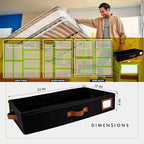 HOMELUX THEORY 2pc Under Bed Storage Containers, Bedroom Under the Bed Drawer Storage Organizer with Bins and Lids, Large Underbed Clothes Storage Box Ideal for Blanket, Fabric, & Shoes (Black)