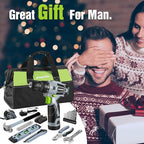 WORKPRO 12V Cordless Drill Driver and Home Tool Kit, Hand Tool Set for DIY, Home Maintenance, 14-inch Storage Bag Included
