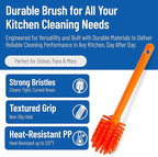 SPARTA Large Water Bottle Brush Ideal for Wide-Mouth Jars, Bottles and Tumblers, Dishwashing Tool with Handle for Home and Commercial Kitchens, Plastic, 12 Inches, Orange, (Pack of 6)