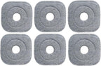6 Pack Microfiber Mop Head Replacement, Compatible with True & Tidy SPIN-800 TrueClean Mop M16 Spin Mop, Square Microfiber Mop Pads, Grey, Microfiber, Felt