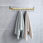 Kyraton Kitchen Utensil Rack, Kitchen Rack With Gold Titanium Plating,Rail Rack Organizer for Hanging Knives,Wall Mounted Gourmet Kitchen Rail with 14 Hooks