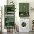 Yaheetech Over The Toilet Storage Cabinet, Over Toilet Cabinet with Adjustable Shelf, Bathroom Storage Organizer with Double Wood Doors, Green