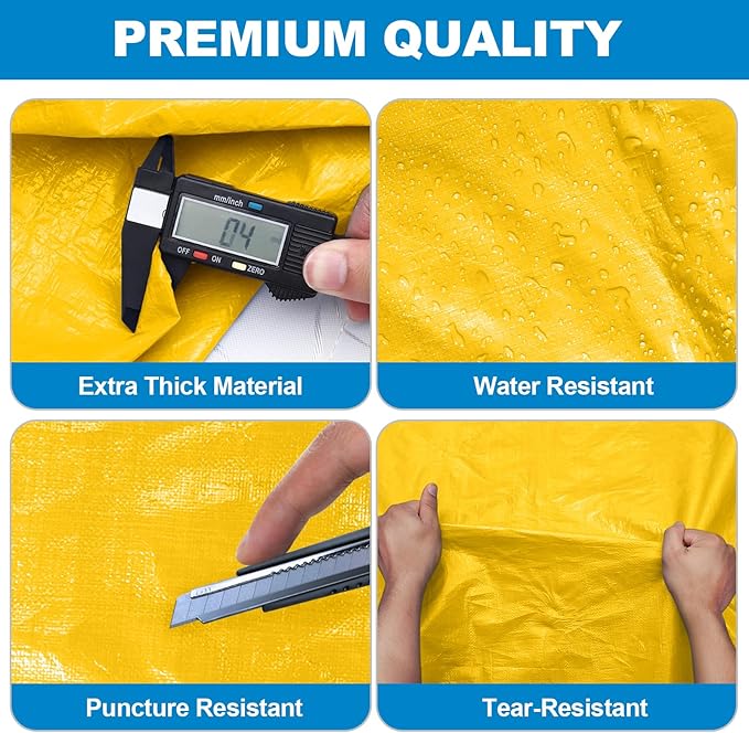 TICONN Mattress Bags for Moving, Heavy Duty King Mattress Cover Storage Bag with Full-Around Handle and Adjustable Buckles (Yellow, King)