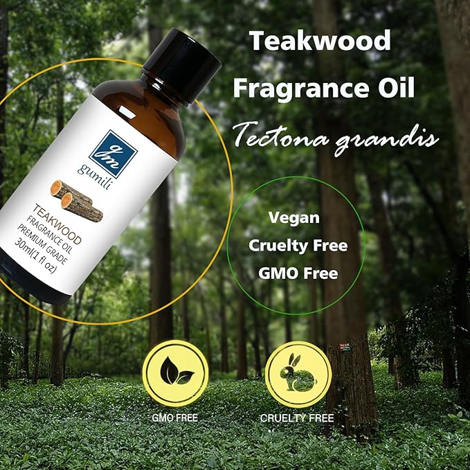 Teakwood Fragrance Oil, Perfume Oil, Home Scent for Soaps, Candle Making, Dryer Balls, Diffusers, Laundry, Slime -1 oz /30ml