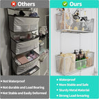 HapiRm Over The Door Organizer - Hanging Door Organizer with 4 Metal Large Capacity Baskets and Adjustable Coat Hook for Bathroom Bedroom Kitchen Pantry Closet Cabinet
